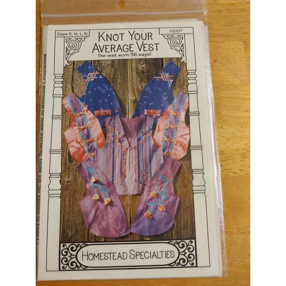 1997 UNCUT Homestead Specialties Sewing Applique Pattern "Knot Your Average Vest - Picture 1 of 2